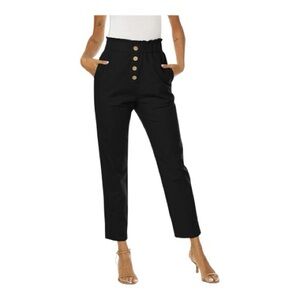 NiMin - NWT - Elegant Black Faux Button-Front Cropped Pants